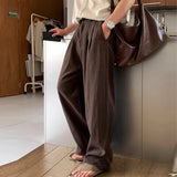 Riolio New Japanese Retro Men Casual Pants Luxury Draped Wide Leg Leisure Solid Color Straight Trousers High Quality Elegant Sweatpants