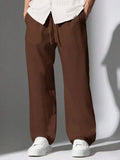 Mens Corduroy Pants With Drawstring Waist Loose Fit Casual Trousers