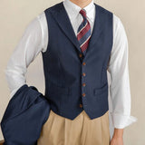 Riolio  Men Vest White Collar Vintage With Lapel Single Button Waistcoat For Wedding Groom Banquet Temperament Slim Men Suit Vest
