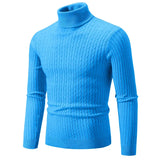 Riolio turtleneck outfit men Men's High Neck Sweater Solid Color Pullover Knitted Warm Casual Turtleneck  Mens  Knitted Sweater