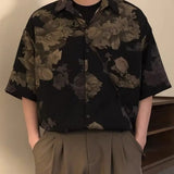 Riolio  Printed Short-sleeved Shirt Men's Casual Five-quarter Sleeve Lapel Work Jacket