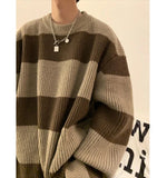 Riolio Striped Sweaters, Lazy Men's Knitwear, Autumn and Winter New Outerwear, Trendy Brand, High-end Thread Clothing Men Pullover