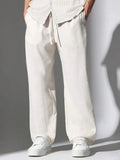 Mens Corduroy Pants With Drawstring Waist Loose Fit Casual Trousers