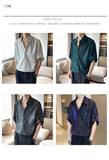 Riolio Men Shiny Design Casual Shirt Trendy Handsome Shirts Fashion Loose Half Sleeve Tops Korean Style Personality Clothing