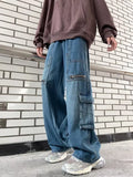 Riolio New Men's Streetwear Multi-pocket Cargo Jeans Y2K Vintage Wide Leg Denim Pants Hip Hop Fashion Baggy Jean Hombre Trousers