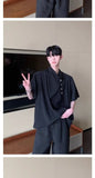 Riolio Retro New Chinese Style High-end Shirt Short-sleeved Men Women Korean Style Summer Fashion Irregular Button Design Top Urban