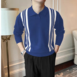 Riolio New British Business Casual Men Polo Shirt Light Luxury Patchwork Slim-fit Knitted Short Sleeve T-shirts Leisure Breathable Tops