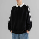 Riolio  Autumn Style Men's Hoodie Fake Two-Piece Collared Loose Top Trendy Sporty Casual Youth Fashion Polyester Fiber Long Sleeve