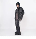 Riolio Japanese Street Hot Casual Jacket American Fashion Loose Versatile Lazy Style Spring Autumn Leather Jacket Long-sleeved Coat Men