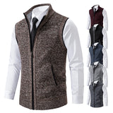 Riolio Vest Men's Knitted Sleeveless Sweater Wool Velvet Zipper Cardigan Turn-down Pullovers Turtleneck Sweatercoat Knit Waistcoat