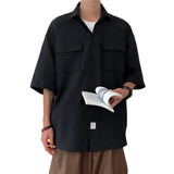 Riolio Summer Short Sleeved Shirt Men Pocket Casual Shirt Men Japanese Streetwear Loose Ice Silk Shirts Mens White Shirt Plus Size 4XL