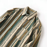 Riolio  Men's Multicolor Striped Corduroy Shirt Vintage Workwear Style Cotton Men's Shirts Versatile Long Sleeve Casual Basic Shirt
