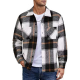 Riolio winter fits men Men Vintage Shirt Jacket Men's Plaid Print Shirt Coat Casual Button Down Jacket with Long Sleeve Fleece Shacket for Autumn