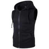 Riolio New Men's Hooded Zipper Pocket Sleeveless Vest Coat Hoodie with a Zipper Clothes for Men