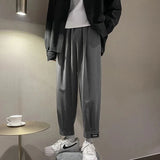Riolio  Solid Elastic Waist Loose Pockets Handsome Casual Pants Simplicity Sports Spring Summer Thin Fashion Streetwear Men's Clothing