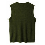 Riolio New Popular Preppy Style Men Sweater Vest Casual Knitted Streetwear Solid Color V Neck Waistcoat Leisure High Quality Knitwear