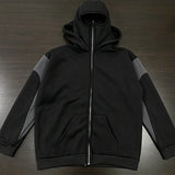Riolio  Zipper Fashion Hip Hop Streetwear Autumn Winter Trend Coat American Dark Gothic Black Gray Color Matching Masked Hooded Hoodie