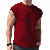 Riolio  Summer Mens Fitness Solid Color Sleeveless Top Men Breathable Sports Tank Top Fitness Running T-Shirt Tank Top