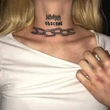 Riolio Waterproof Temporary Tattoo Sticker Neck Black Word Angel Devil Bull Cross English Letters Flash Tatoo Fake Tatto for Woman Men