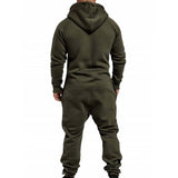 Riolio Mens Onesie Jumpsuit Pajamas Long Sleeve Sweatpants Pure Color Splicing Autumn Winter Casual Hoodie Male Zipper Jumpsuit