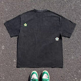 Riolio Wang Studio 240G Versatile Floral ort Sve T-irt for Students ex Simple Design Faionable Sun Protection irt