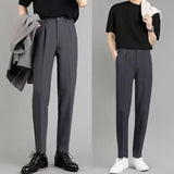 Riolio  Men's Clothing Summer Casual Business Trousers New Slim Fit Stretch Comfortable Trendy Office Dress Pants for Men