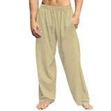 Riolio  New Men's Cotton Linen Loose Pants Male Summer Casual Solid Color Pants trousers Plus Size S-3XL