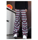 Riolio  casual pants  men 2025 New Autumn Men Plaid Pants Loose Straight Leg Casual Trousers Trendy Youth Fashion Comfortable