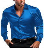 Riolio Spring and Autumn New Silk Fabric Fashion Men's Long-sleeved Men's Business Casual Shirt Long-sleeved Shirt
