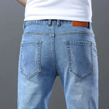 Riolio  New Men's High Quality Slim Jeans Fashion Classic Style Business Straight Stretch Denim Pants Male Brand Trousers Blue Black