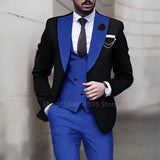 Riolio  3-Piece Jacket Vest Pant Men's Tuxedo Set Business Smoking Wedding Dress Blazer Suit for Formal Occasions