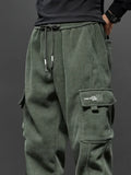 Riolio Spring Autumn Men's Elastic Waist Casual Pants Stretch Straight Drawstring Harem Jogging Sports Trousers Fashion Male Clothing