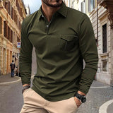 Riolio 2024 Autumn Men's Polo Shirt Lapel Pocket T-shirt Men's Breathable Business Casual Long sleeved