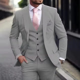 Riolio  Pink Luxury Men Suits Terno Slim fit 3 Piece Jacket Pant With Vest Groom Wedding Tuxedo Costume Homme Formal Occasion Terno