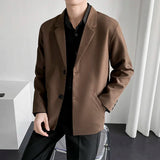 Riolio Autumn New Fashion Men Blazer Solid Color Lapel Fit Two Buttons Casual Suits Male Brand Clothing Coat Grey Coffee Apricot