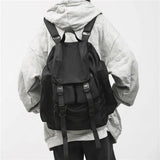 Riolio  Solid Black Men's Backpack Lightweight Outdoor Travel Backpack Harajuku Large Capacity School Bags Waterproof Nylon Bags for Men