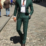 Riolio  2 Pieces New Best Selling Men Blazer Sets Formal Wedding Wear Suits Groom Tuxedos Peaked Lapel ( Jacket+Pants) Costume Homme