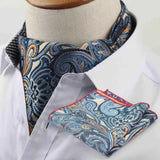 Riolio  Polyester Cravat Pocket Square Set Formal Necktie Handkerchief Ascot Self Tie Polka Dot Paisley Design Gentleman Necktie Gifts