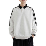 Riolio  Autumn Style Men's Hoodie Fake Two-Piece Collared Loose Top Trendy Sporty Casual Youth Fashion Polyester Fiber Long Sleeve