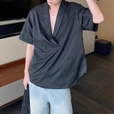 Riolio  Mens T-Shirt Japanese Plain Casual T-Shirt Summer Daily Outdoor Vacation Fashion All-Match Short-Sleeved Top Men'S Clothing