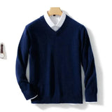 Riolio  Men's Cashmere Warm Pullovers Sweater V Neck Knit Autumn Winter Fit Tops Male Wool Knitwear Jumpers Bottoming shirt Plus Size