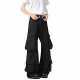 Riolio  Men Loose Fit Cargo Pants Workwear Trousers Multi Pocket Outdoor Casual Joggers Streetwear Hip Hop Drop Crotch Trousers for Men