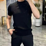 Riolio  New Summer Men Versatile Half-sleeved Slim Fit T-shirt for Business Round Neck Versatile Pullover