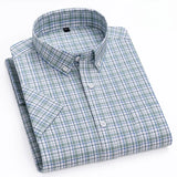 Riolio  Hight qulity summer 100%cotton thin short sleeve shirts for men slim fit formal shirt soft designer tops korean popular clothes