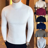 Riolio Winter High Neck Thick Warm Sweater Men Turtleneck Brand Mens Sweaters Slim Fit Pullover Men Knitwear Male Double Collar