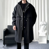 Riolio  Streetwear Men Trenchcoat Handsome Fashion Trench Male Loose Stand Collar Windbreaker Overcoat Korean Autumn New Male Coat