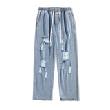 Riolio New Men Baggy Ripped Jeansripped Trousers Hip Hop New Mens Loose Jeans Neutral Pants Solid Color Women Oversized  Straight Jeans