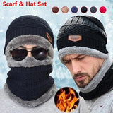 Riolio Winter Beanie Hat For Men Fleece Scarf Women Knitted Hat Warm Cap Thick Wool Neck Warmer Scarf Balaclava Mask Skullies Beanies
