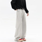 Riolio  White Jeans Men Straight Leg Drag Pants Classic Plain Denim Trousers Unisex Neutral Minimalist Jeans Wholesale Fashion 2025