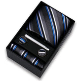 Riolio  Tie For Men Tie Clips Set Necktie Man Wedding Blouses Dress Cufflinks Gift Box Pocket Square Clip Business Skinny Gravetas